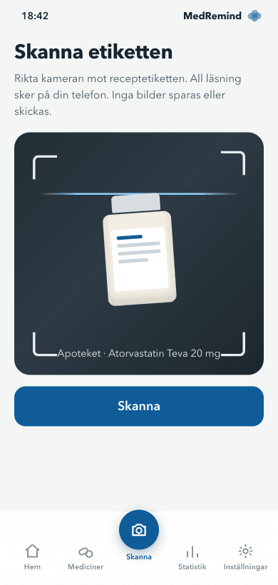 Skanna receptetiketten